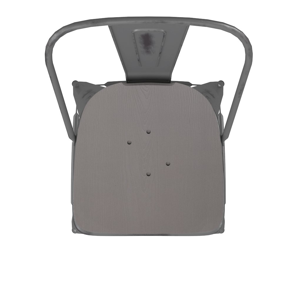 30'' High Clear Coated Indoor Barstool with Back and Gray Poly Resin Wood Seat. Picture 12
