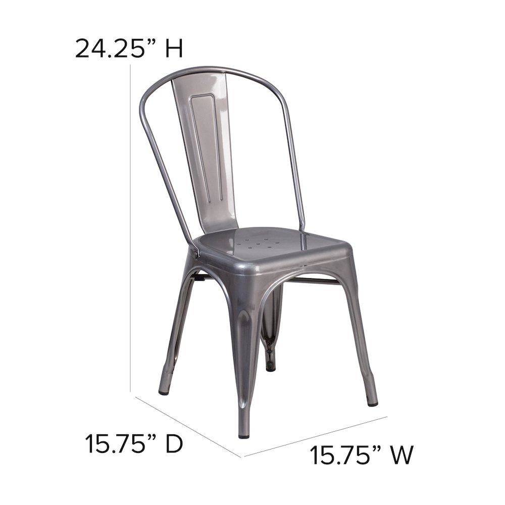 Clear Coated Metal Indoor Stackable Chair. Picture 6