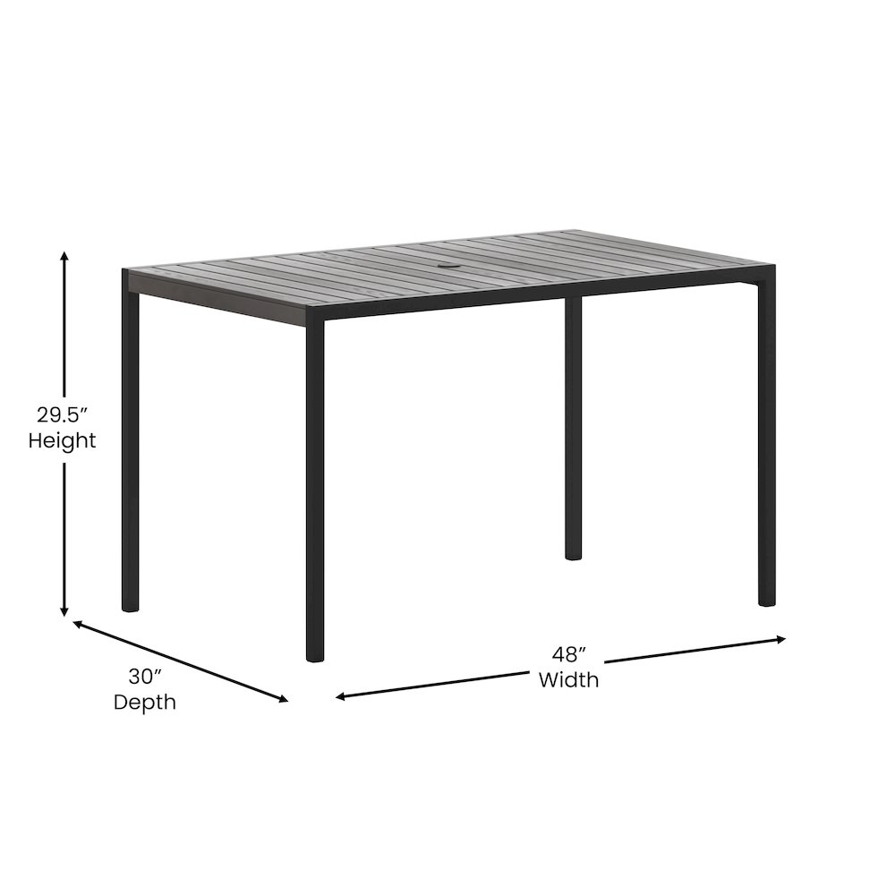 Outdoor Patio Dining Table with Umbrella Holder Hole. Picture 5