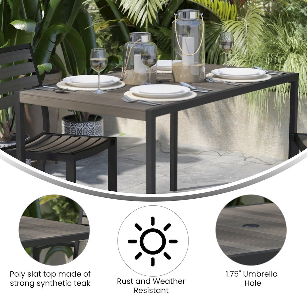 Outdoor Patio Dining Table with Umbrella Holder Hole. Picture 4
