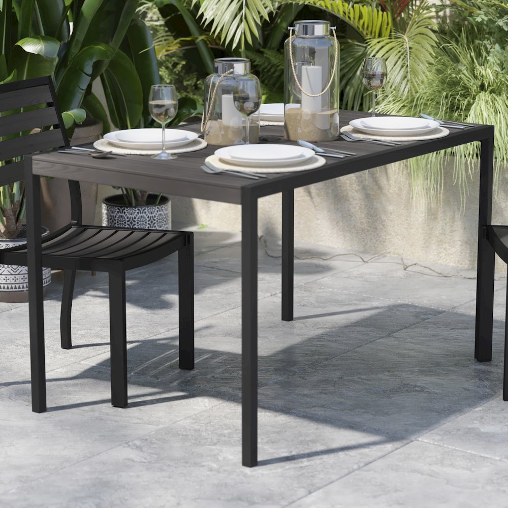 Outdoor Patio Dining Table with Umbrella Holder Hole. Picture 2