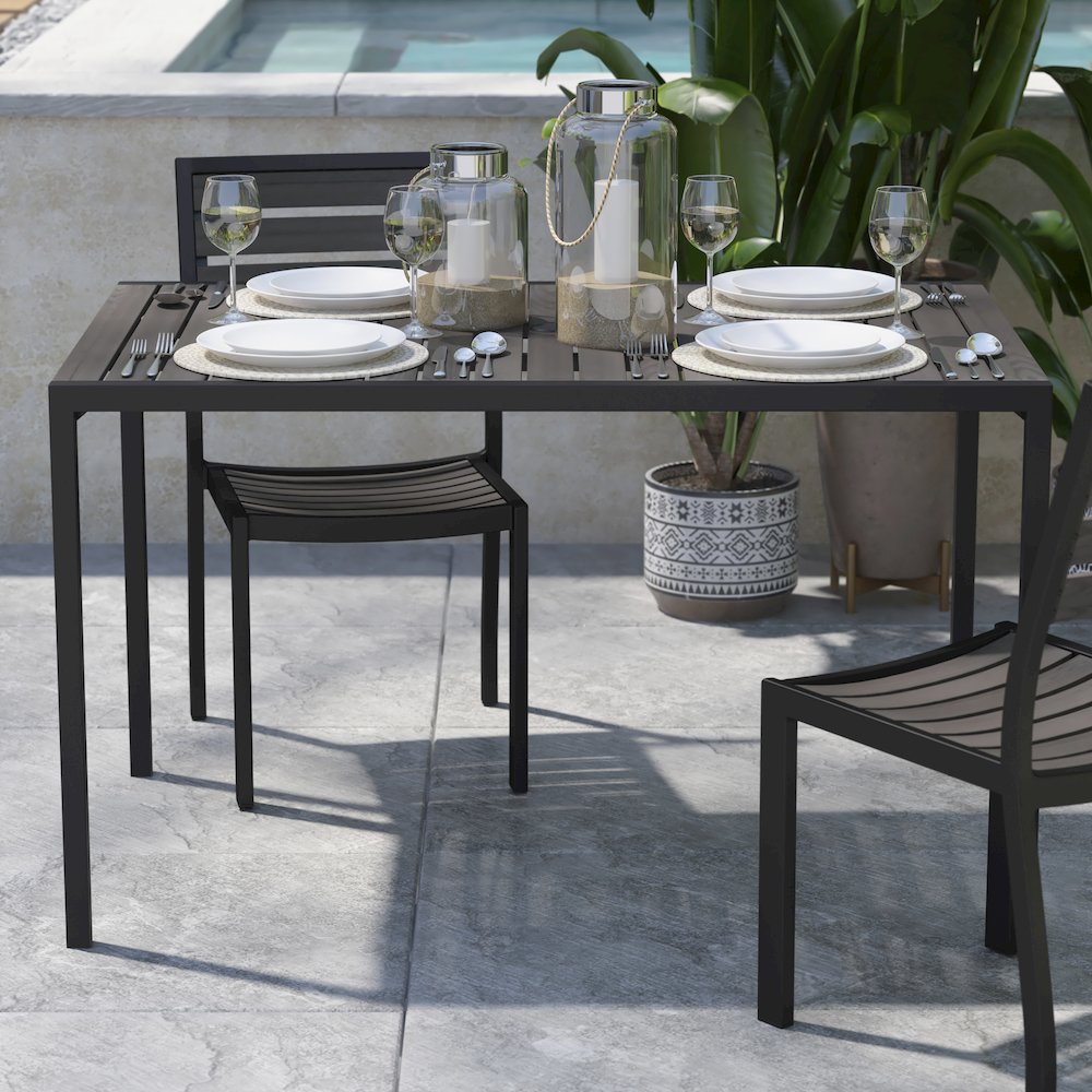 Outdoor Patio Dining Table with Umbrella Holder Hole. Picture 6