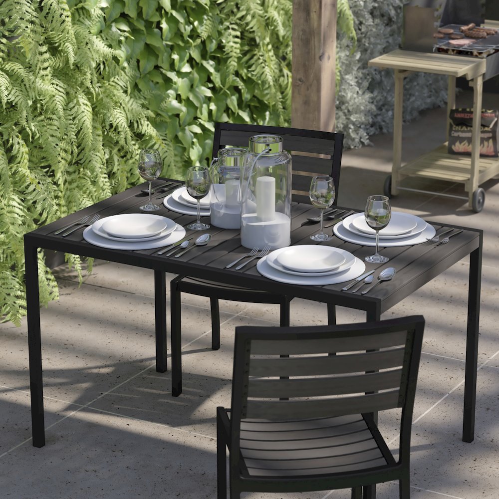 Outdoor Patio Dining Table with Umbrella Holder Hole. Picture 7