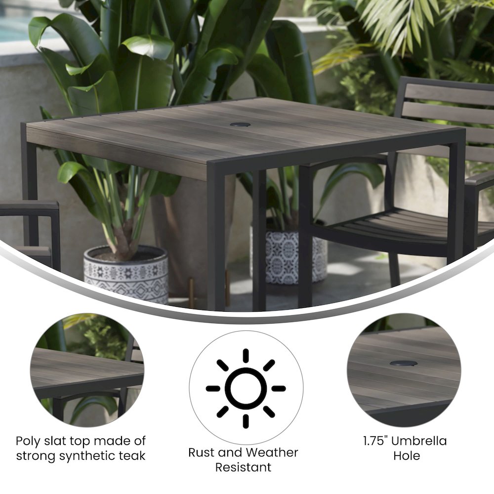 Outdoor Patio Dining Table with Umbrella Holder Hole. Picture 3