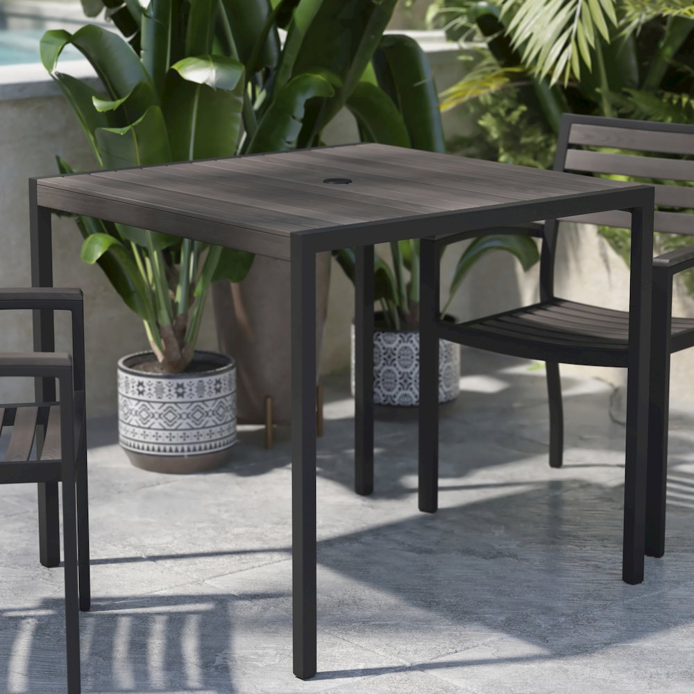 Outdoor Patio Dining Table with Umbrella Holder Hole. Picture 2