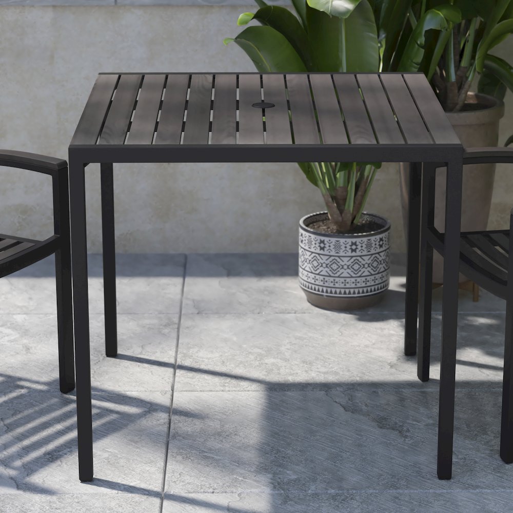 Outdoor Patio Dining Table with Umbrella Holder Hole. Picture 5