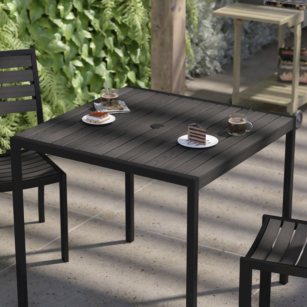 Outdoor Patio Dining Table with Umbrella Holder Hole. Picture 6