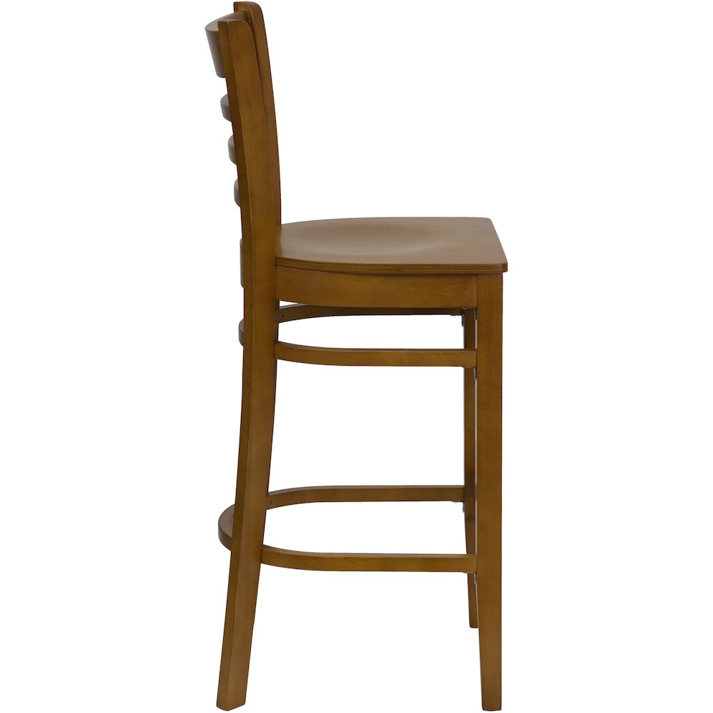 Ladder Back Cherry Wood Restaurant Barstool. Picture 5