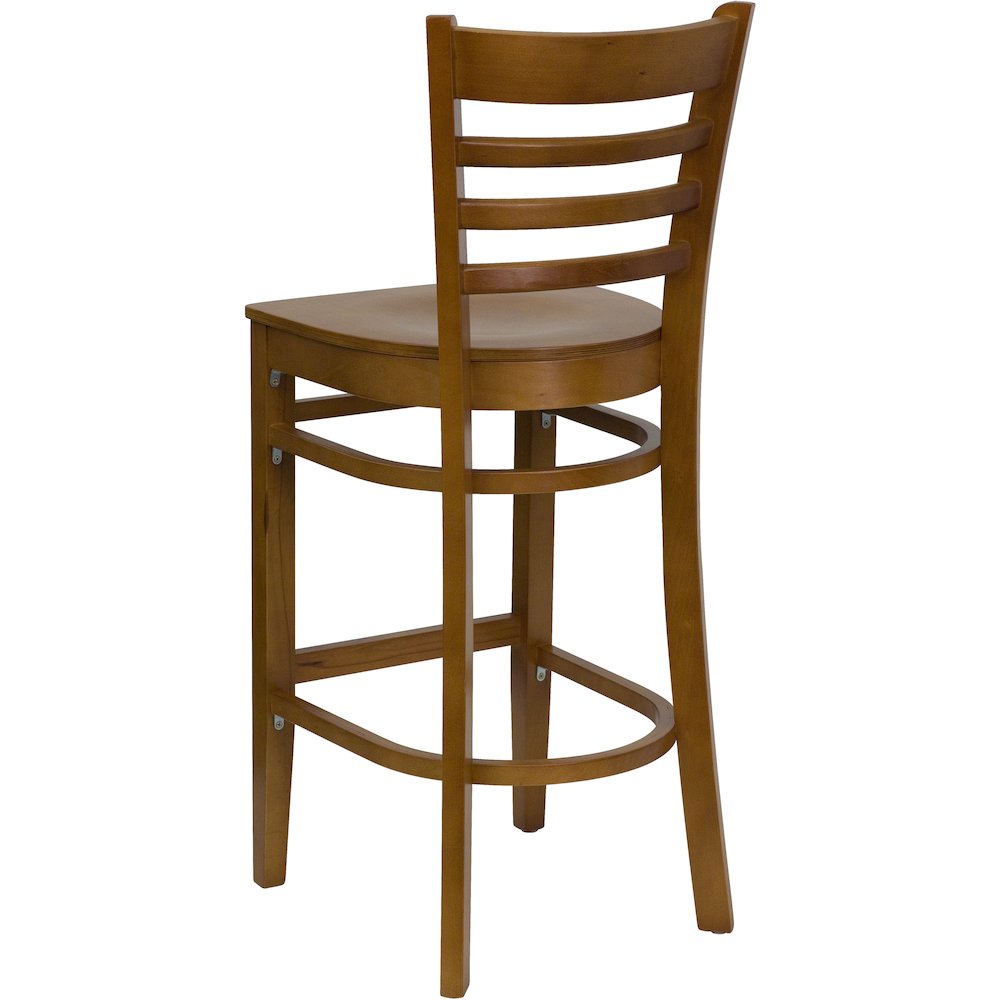 Ladder Back Cherry Wood Restaurant Barstool. Picture 4