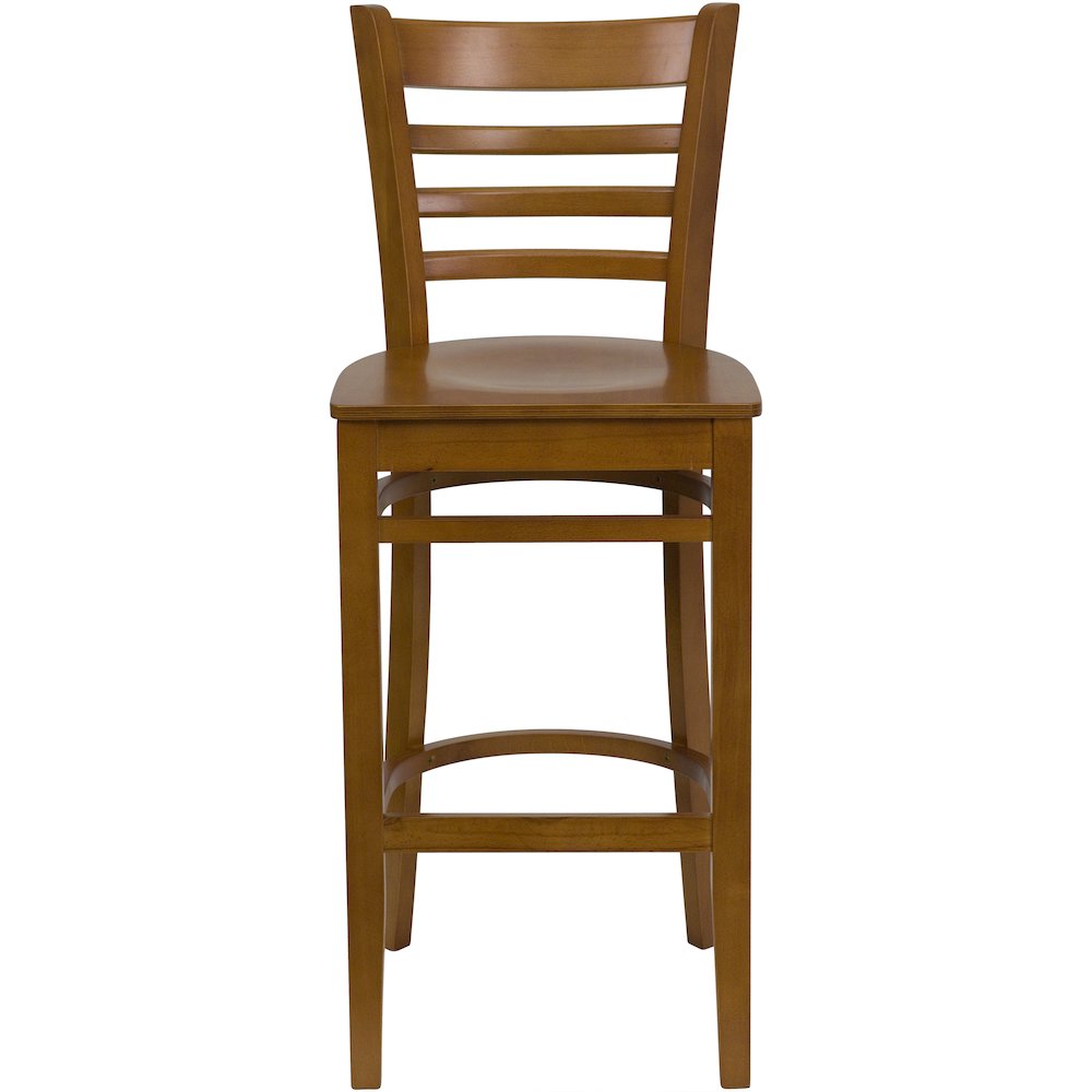 Ladder Back Cherry Wood Restaurant Barstool. Picture 6