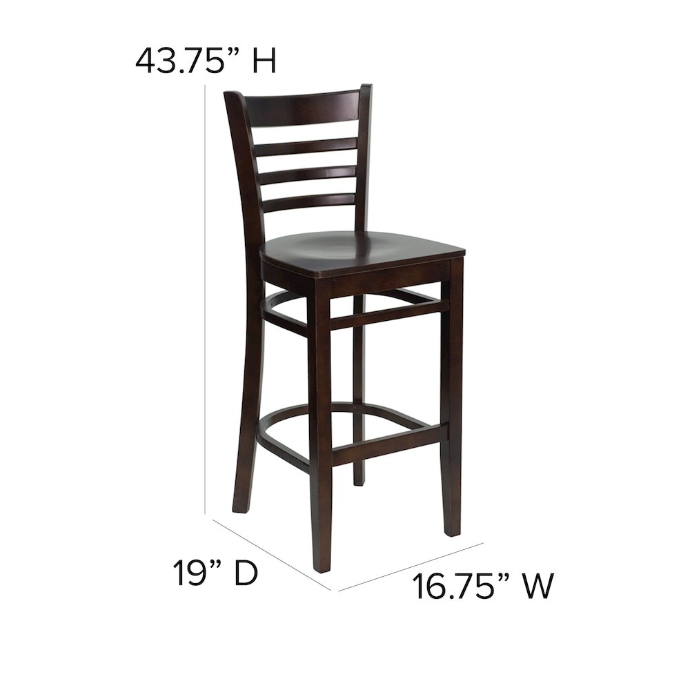 Ladder Back Walnut Wood Restaurant Barstool. Picture 5