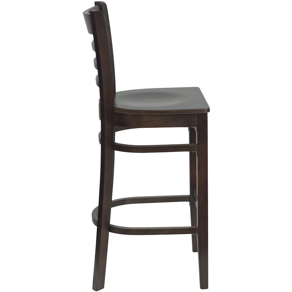 Ladder Back Walnut Wood Restaurant Barstool. Picture 2