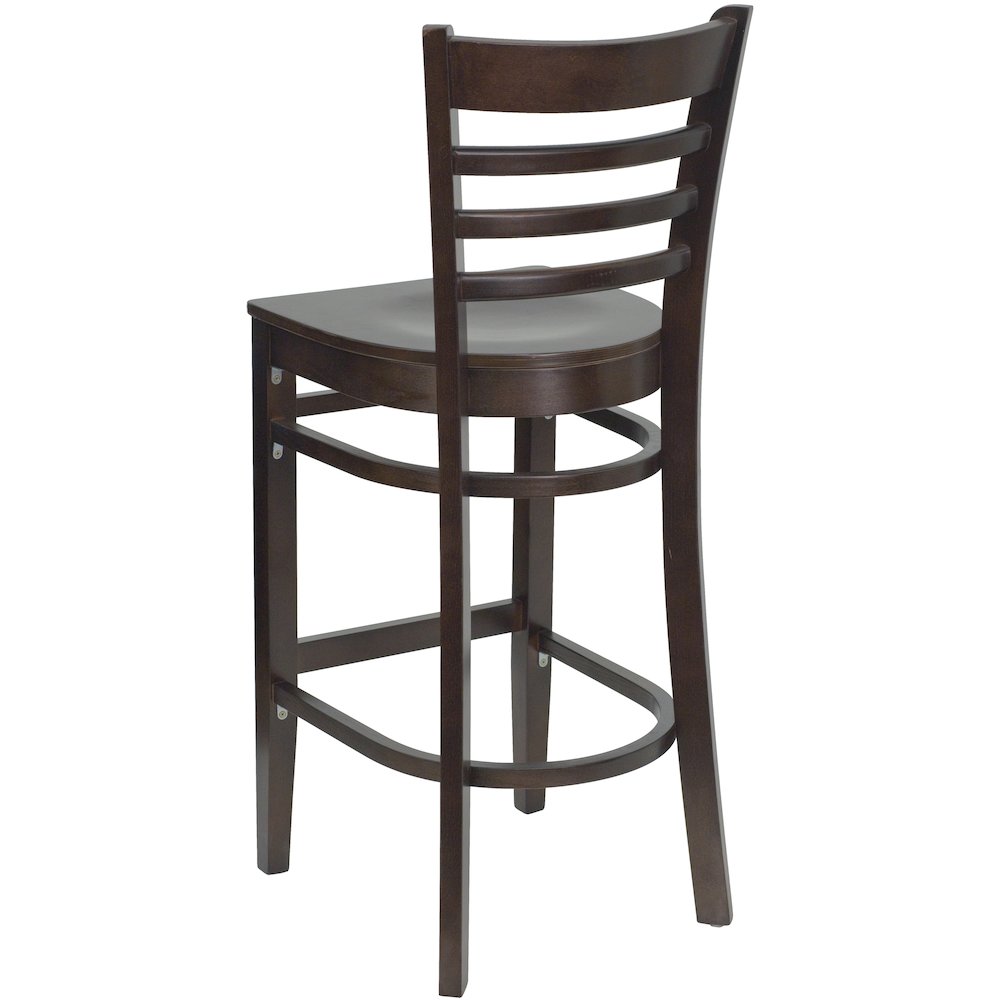 Ladder Back Walnut Wood Restaurant Barstool. Picture 3