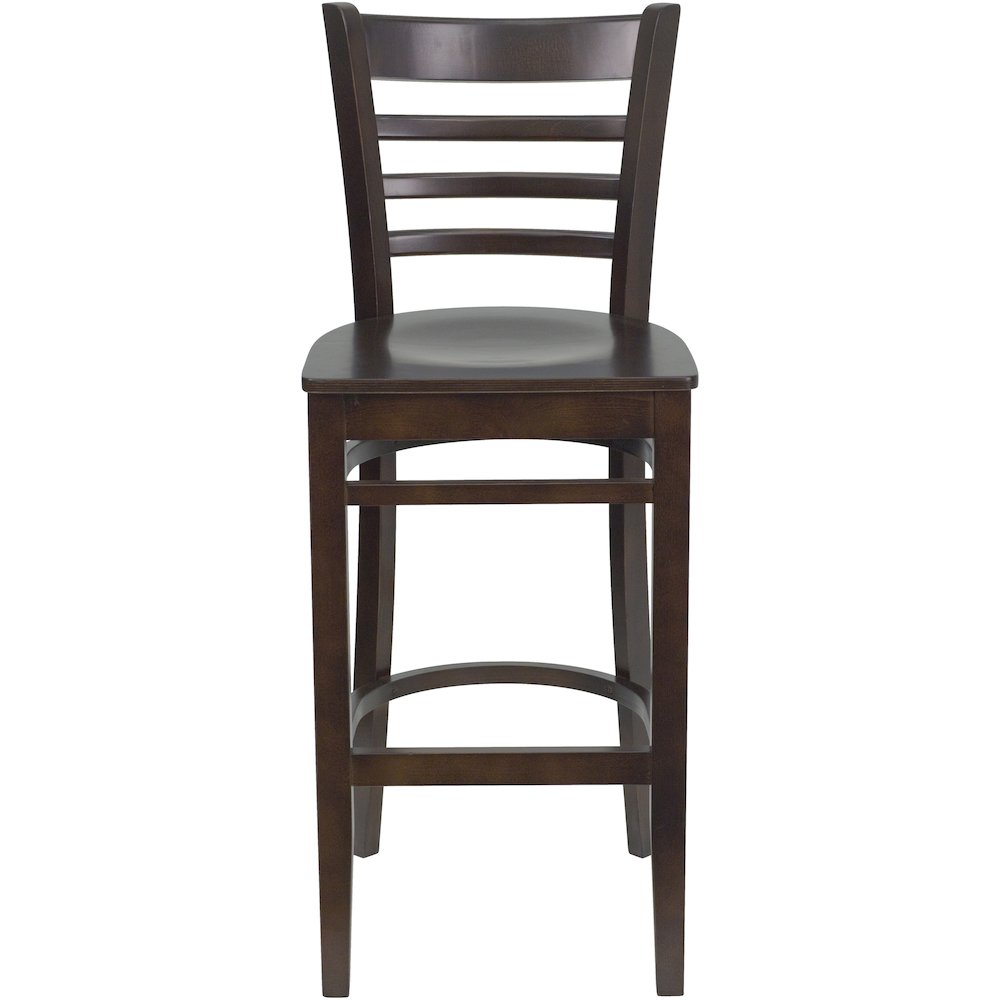 Ladder Back Walnut Wood Restaurant Barstool. Picture 4