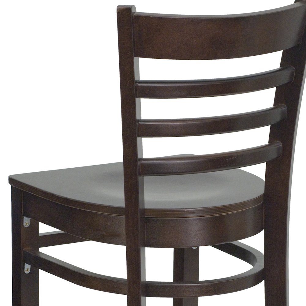 Ladder Back Walnut Wood Restaurant Barstool. Picture 10