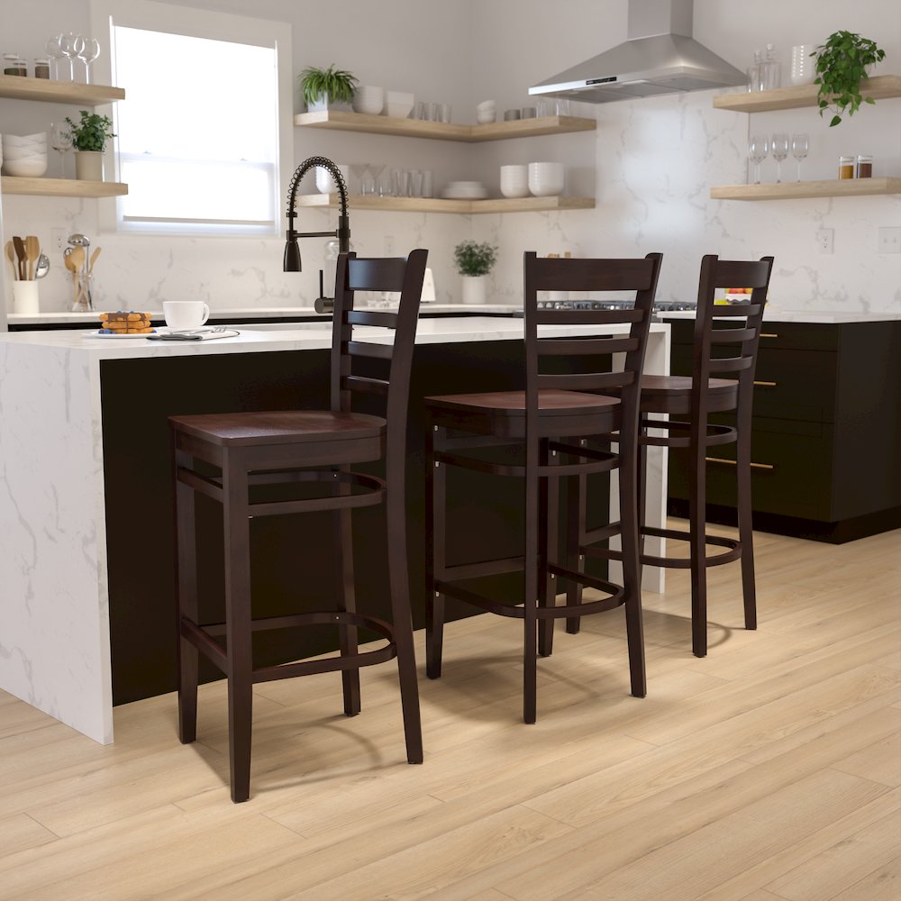Ladder Back Walnut Wood Restaurant Barstool. Picture 5