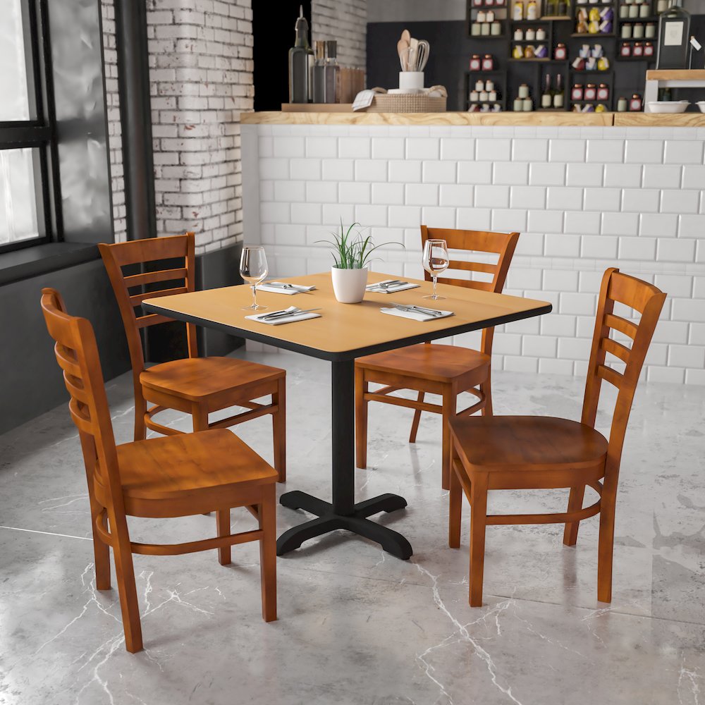 Ladder Back Cherry Wood Restaurant Chair. Picture 5