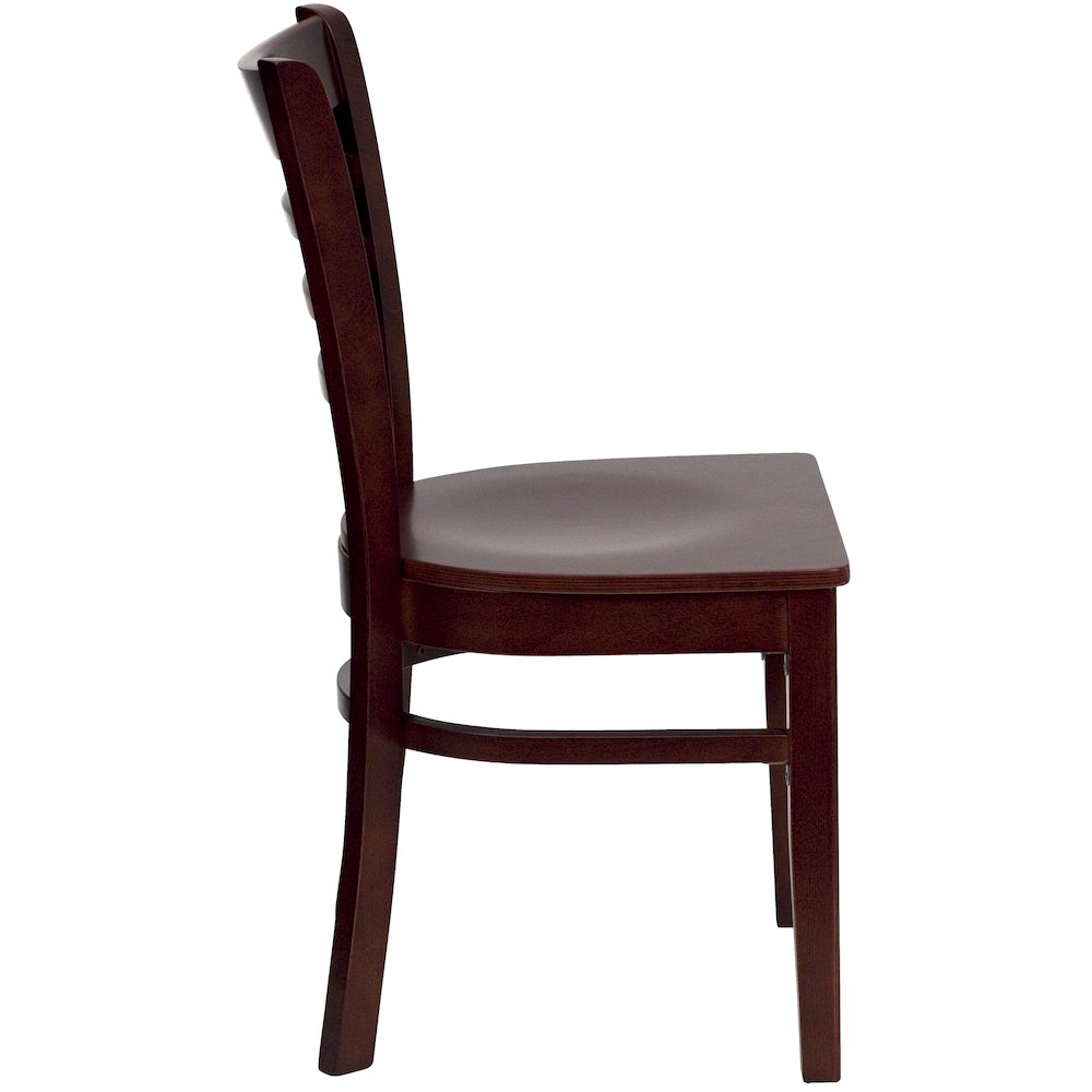 Ladder Back Mahogany Wood Restaurant Chair. Picture 7