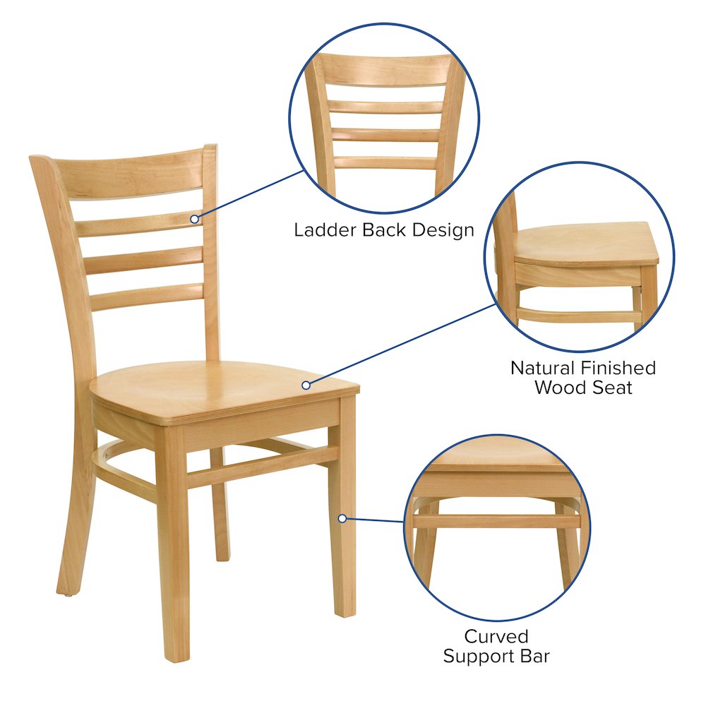 Ladder Back Natural Wood Restaurant Chair. Picture 4