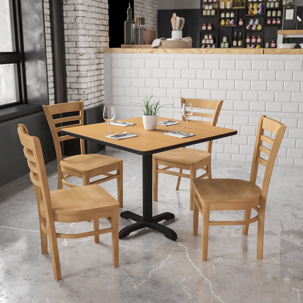 Ladder Back Natural Wood Restaurant Chair. Picture 2