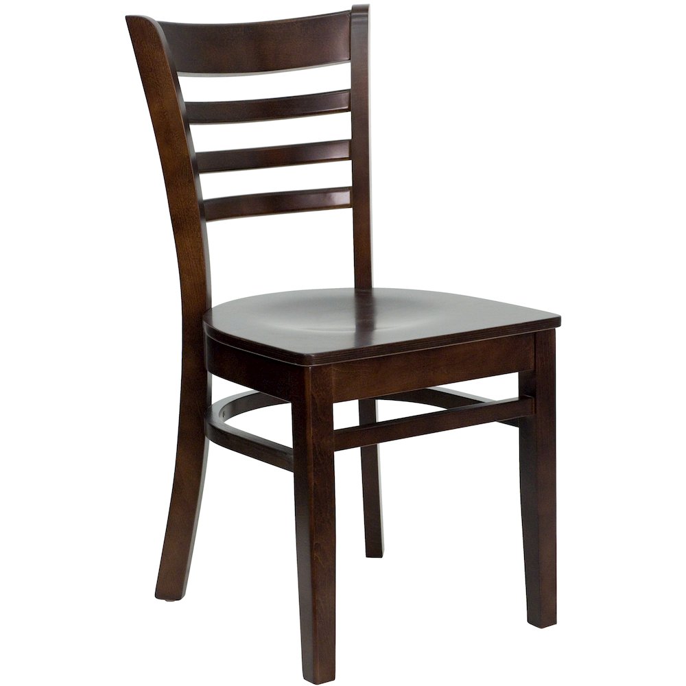 Ladder Back Walnut Wood Restaurant Chair. Picture 1