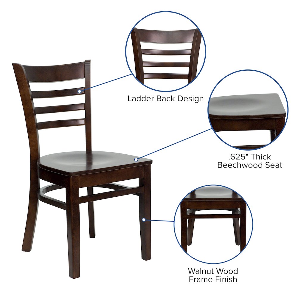 Ladder Back Walnut Wood Restaurant Chair. Picture 4