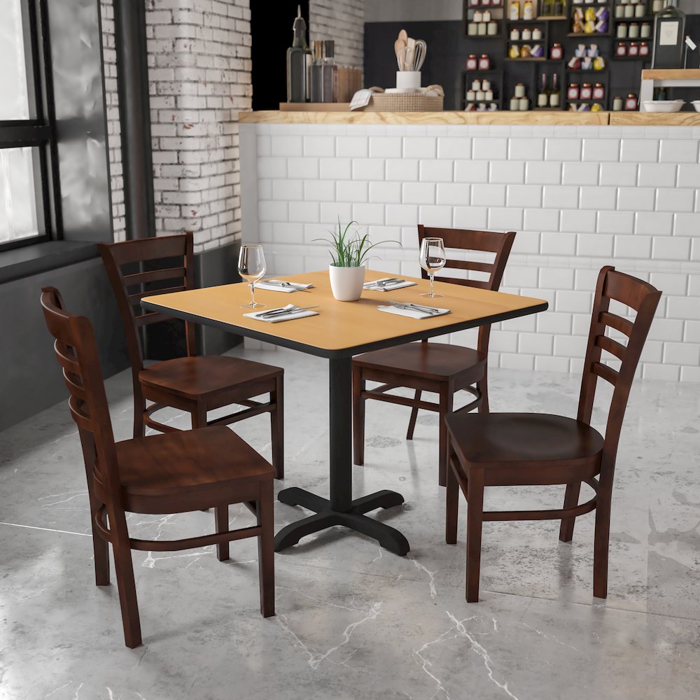 Ladder Back Walnut Wood Restaurant Chair. Picture 2