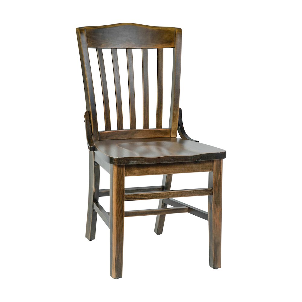 HERCULES School House Back Antique Copper Wood Restaurant Chair. Picture 1