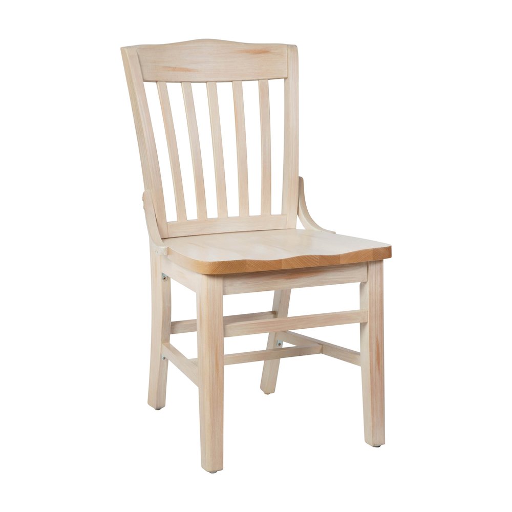 HERCULES School House Back Antique White Wood Restaurant Chair. Picture 1