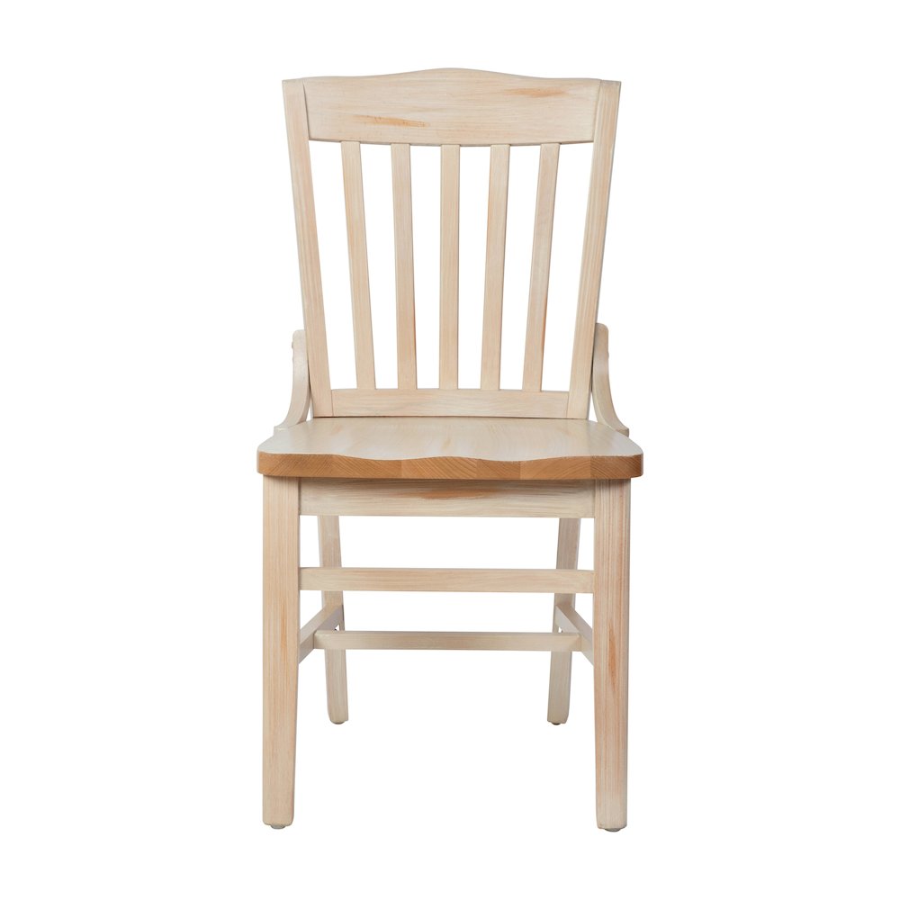 HERCULES School House Back Antique White Wood Restaurant Chair. Picture 9