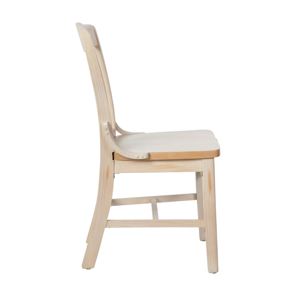 HERCULES School House Back Antique White Wood Restaurant Chair. Picture 8