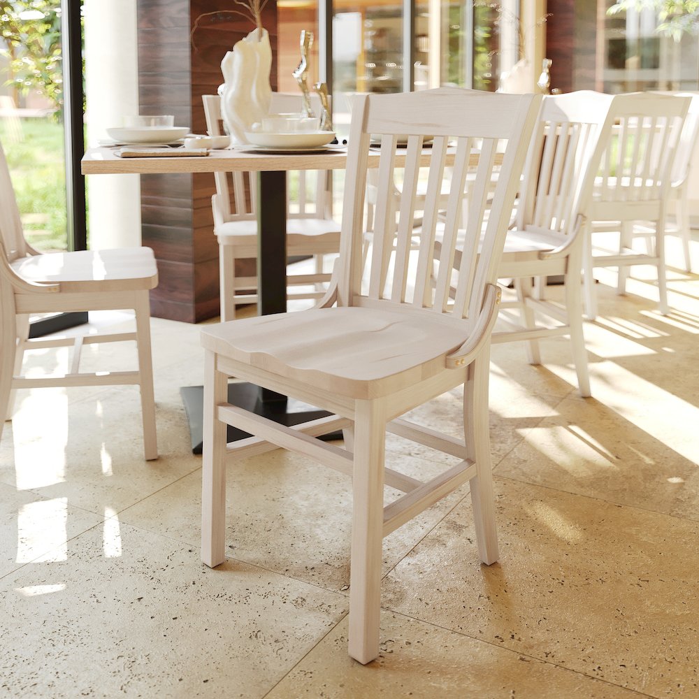 HERCULES School House Back Antique White Wood Restaurant Chair. Picture 3
