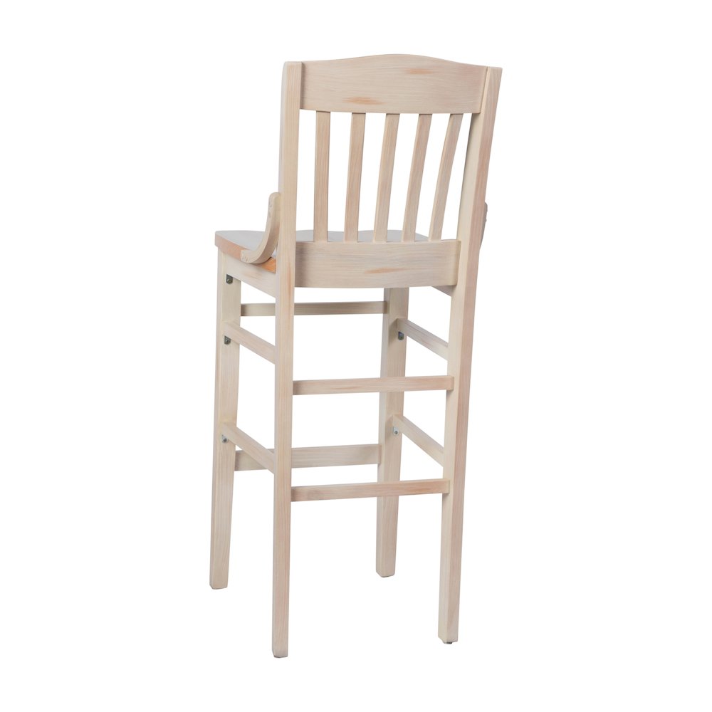 HERCULES School House Back Antique White Wood Restaurant Barstool. Picture 7