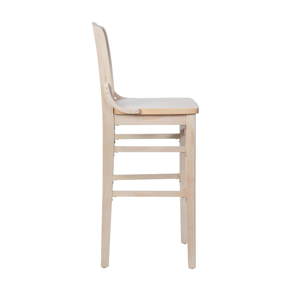 HERCULES School House Back Antique White Wood Restaurant Barstool. Picture 8