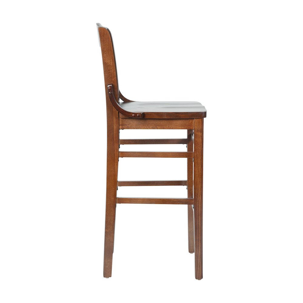 School House Back Walnut Wood Restaurant Barstool. Picture 3