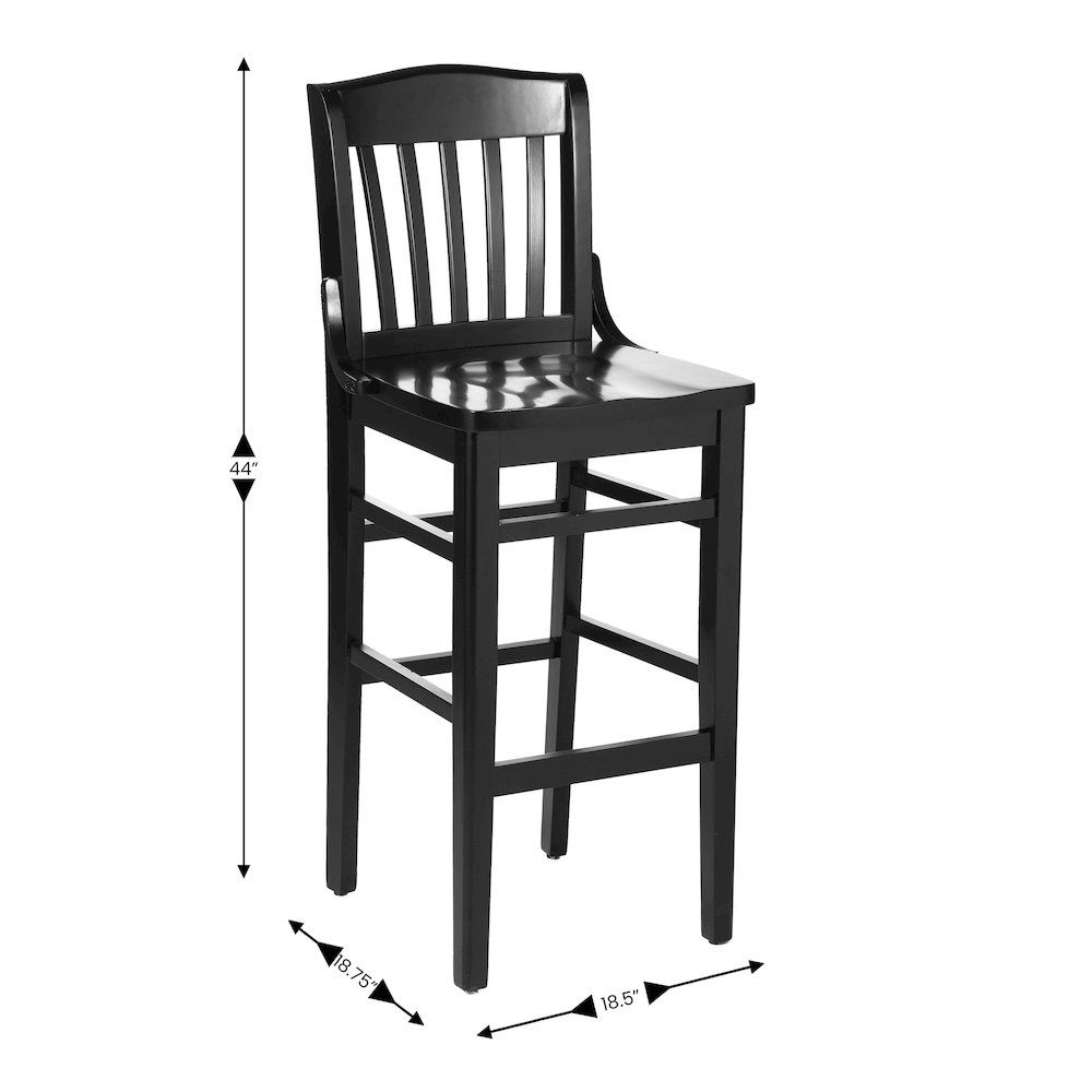 HERCULES School House Back Black Wood Restaurant Barstool. Picture 5