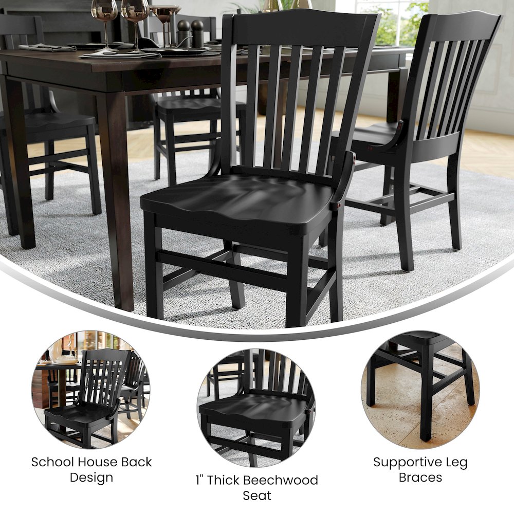 HERCULES School House Back Black Wood Restaurant Chair. Picture 4