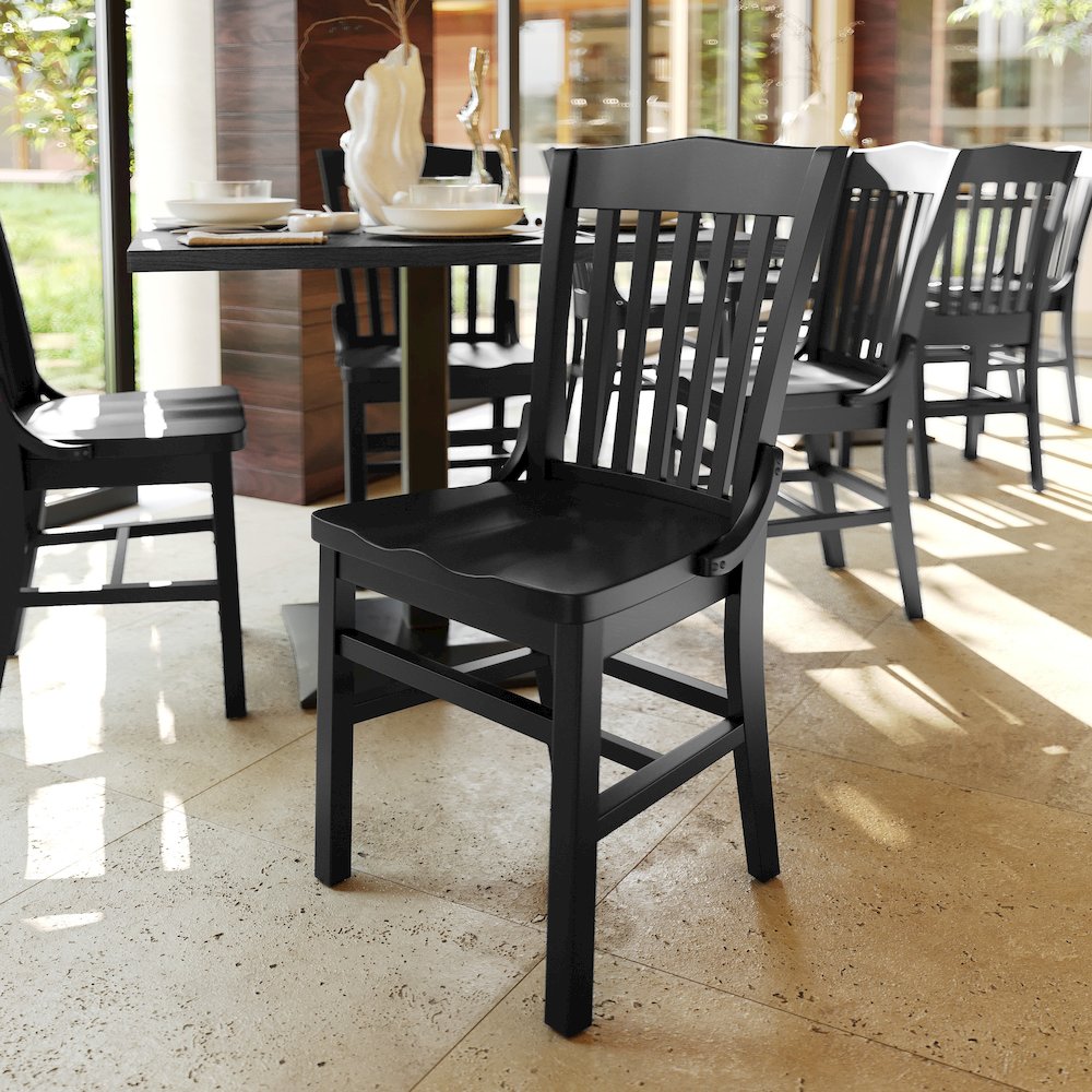 HERCULES School House Back Black Wood Restaurant Chair. Picture 3