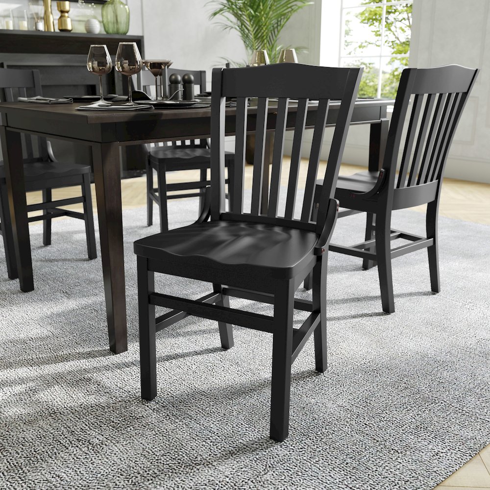HERCULES School House Back Black Wood Restaurant Chair. Picture 6