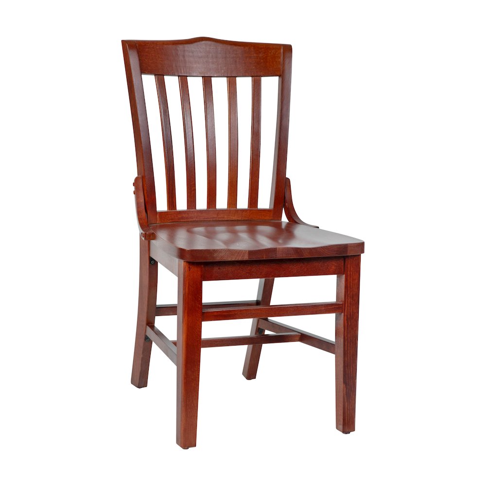 School House Back Mahogany Wood Restaurant Chair. Picture 1