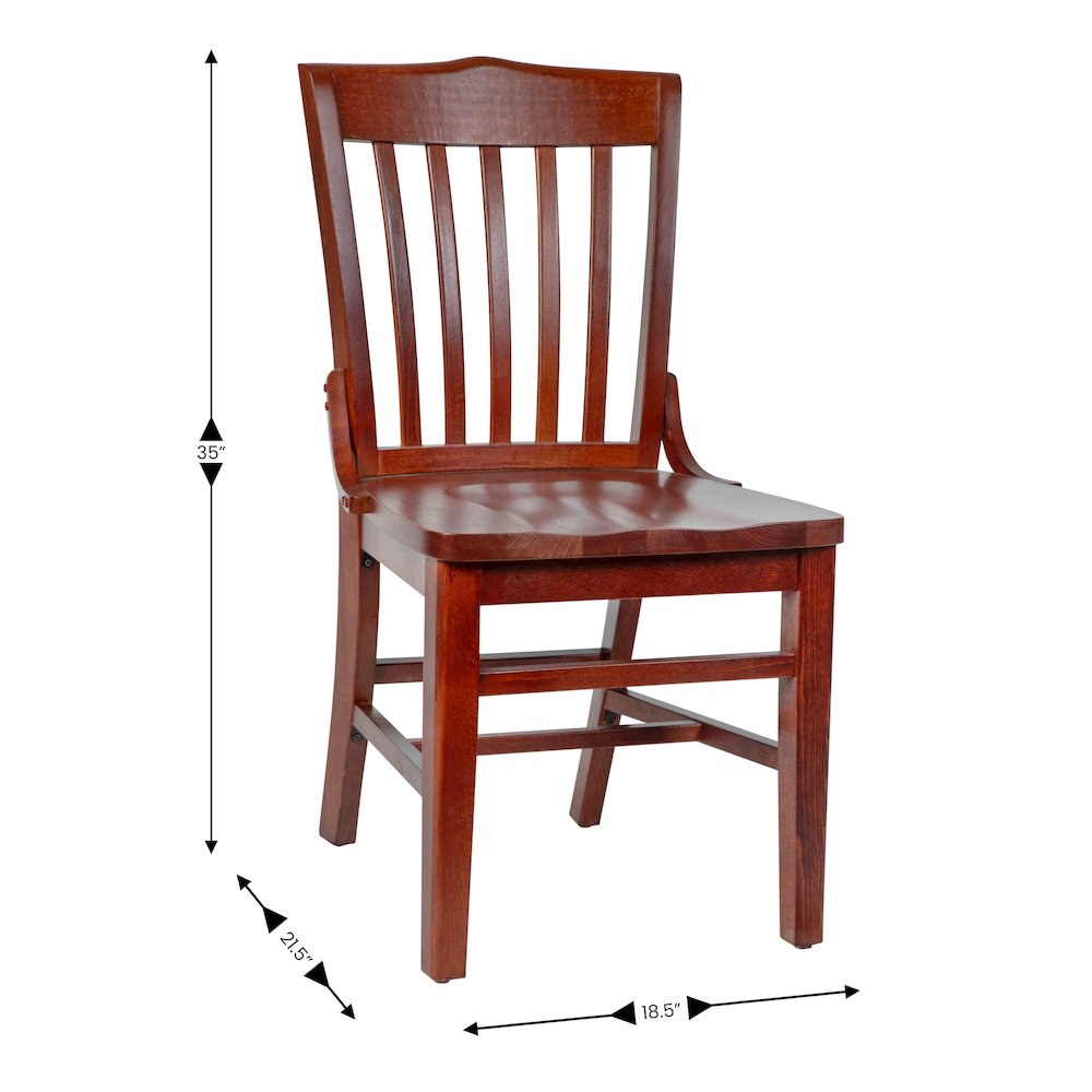 School House Back Mahogany Wood Restaurant Chair. Picture 6