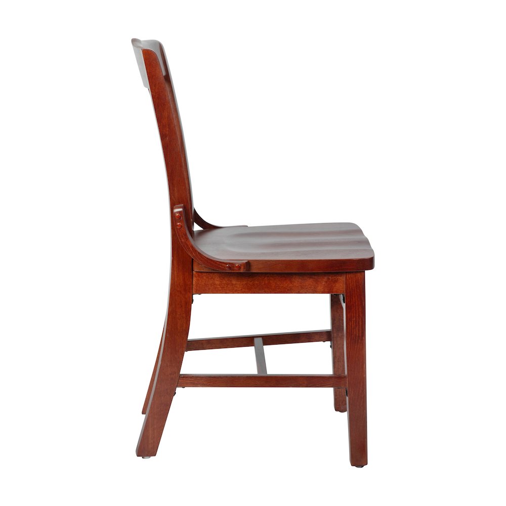 School House Back Mahogany Wood Restaurant Chair. Picture 9