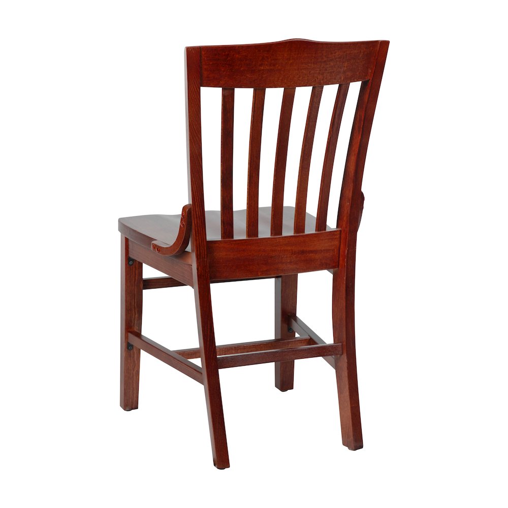 School House Back Mahogany Wood Restaurant Chair. Picture 7