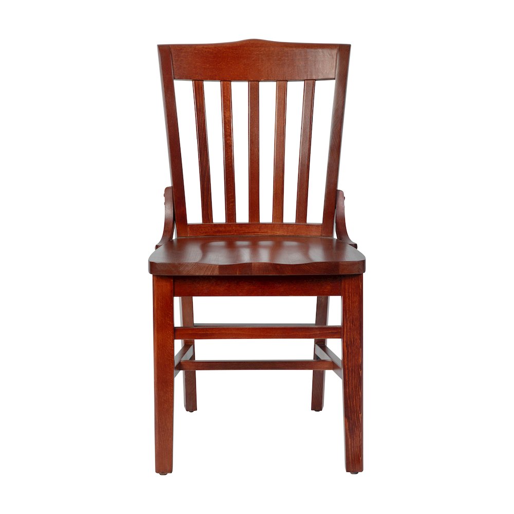 School House Back Mahogany Wood Restaurant Chair. Picture 10
