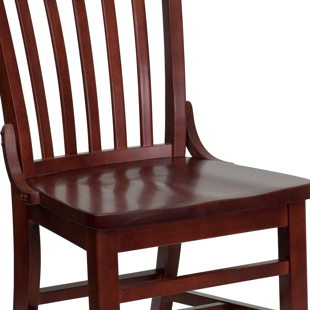 School House Back Mahogany Wood Restaurant Chair. Picture 11