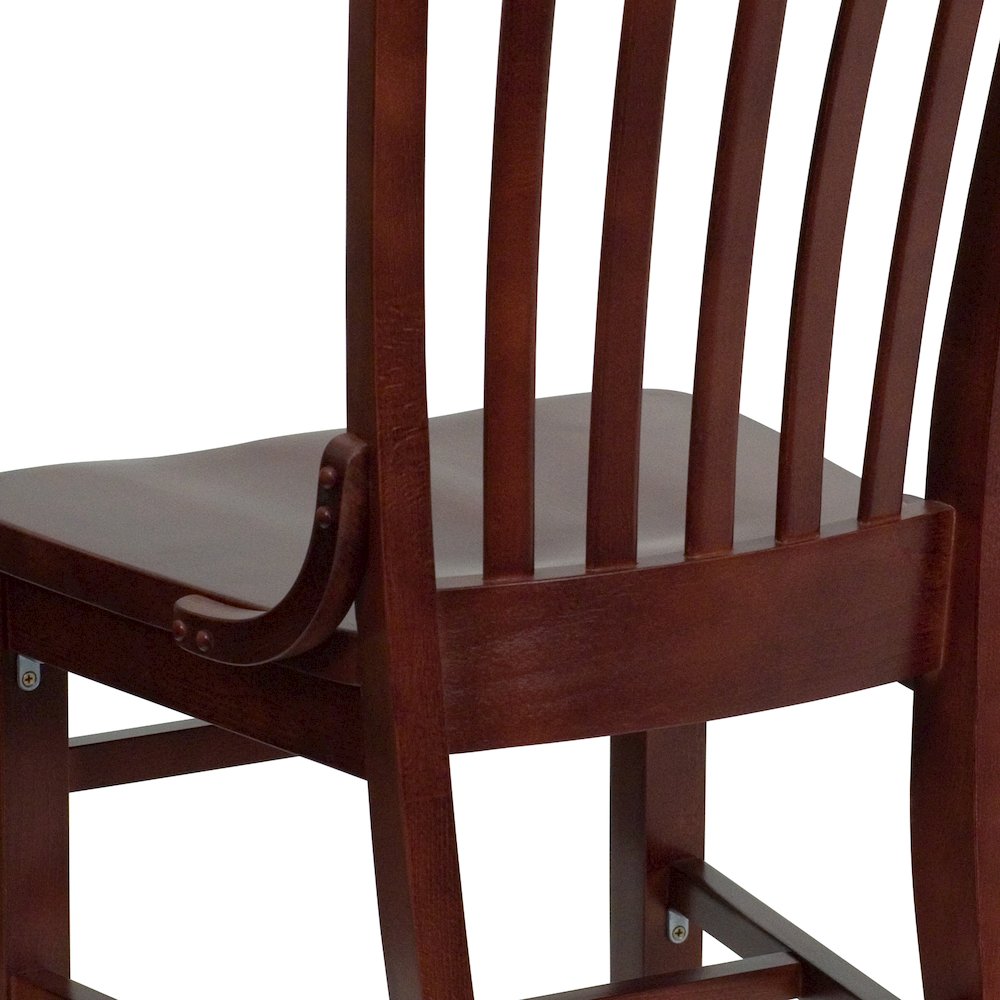 School House Back Mahogany Wood Restaurant Chair. Picture 8