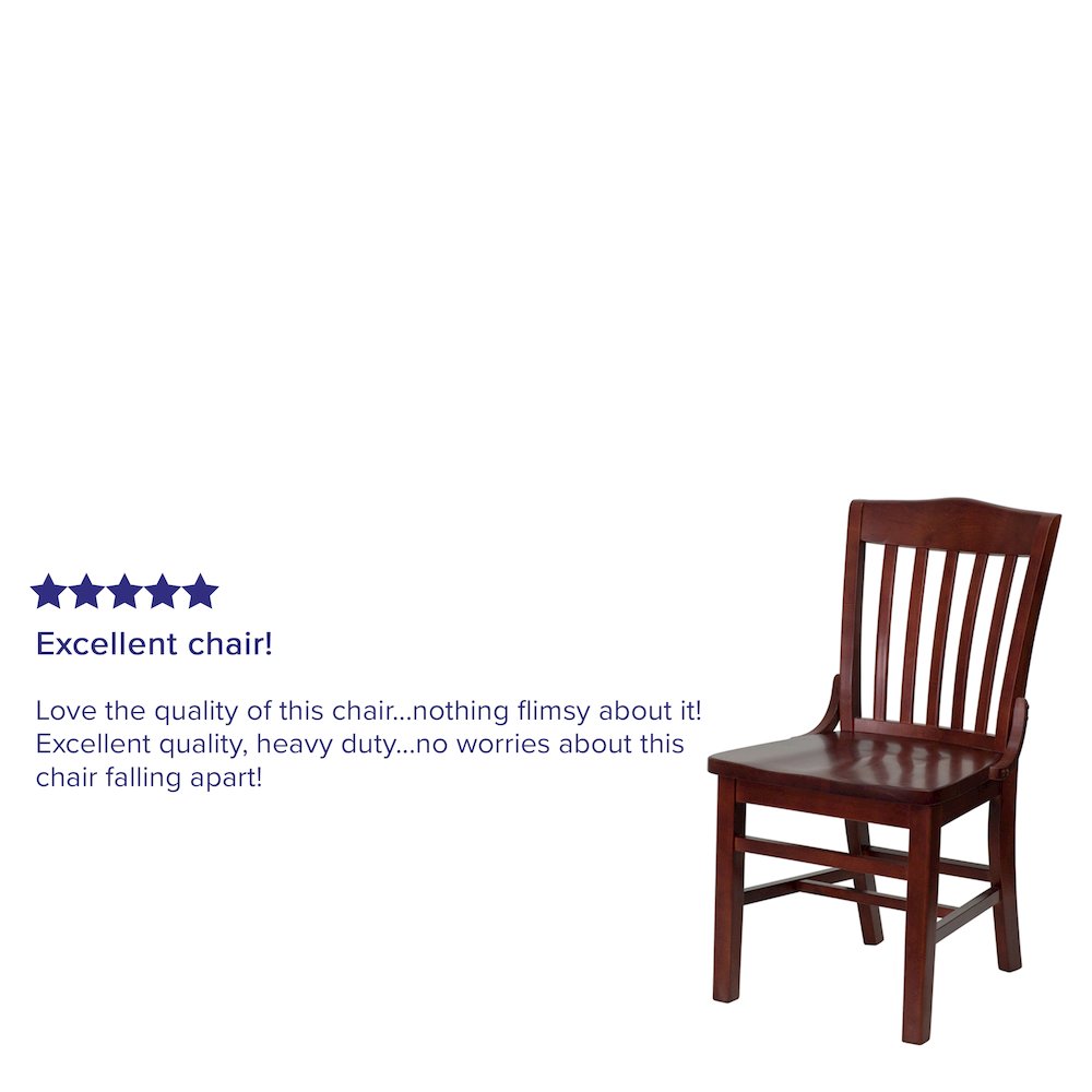 School House Back Mahogany Wood Restaurant Chair. Picture 4