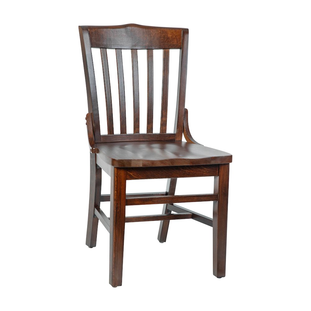 School House Back Walnut Wood Restaurant Chair. Picture 1