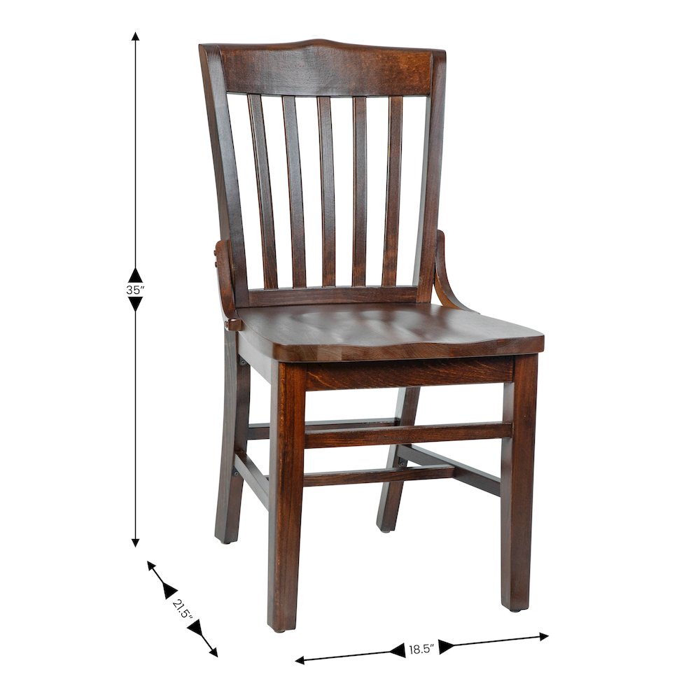 School House Back Walnut Wood Restaurant Chair. Picture 7