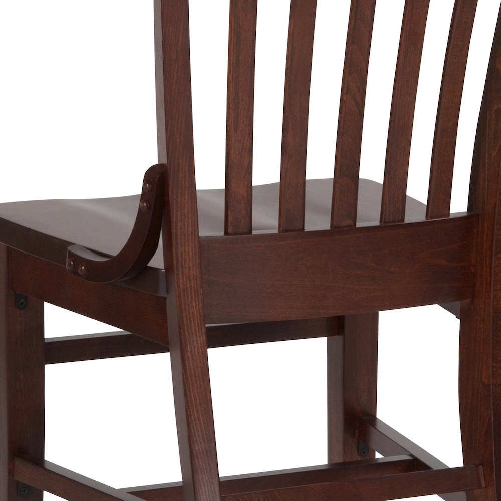 School House Back Walnut Wood Restaurant Chair. Picture 10